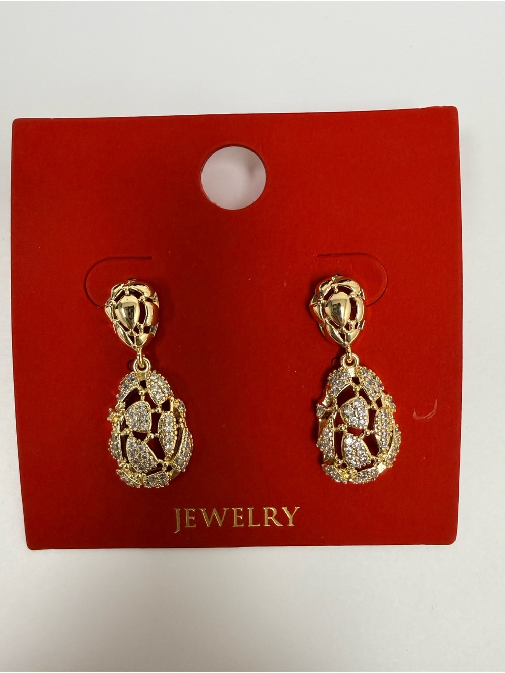 Gold-Tone Crystal Drop Earrings -